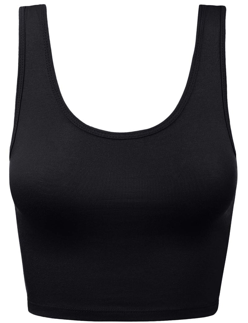 HATOPANTS Women Sleeveless Racerback Crop Tank Top Cami Backless Scoopneck Shirts Black L - Image 1